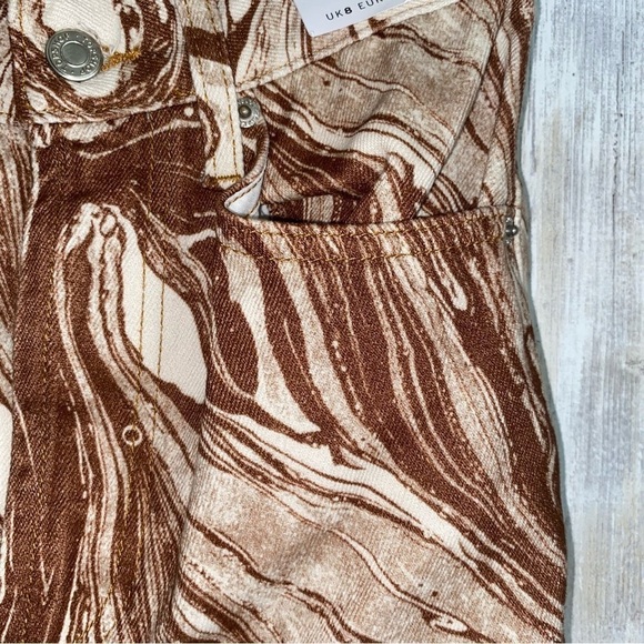 NWT Topshop Straight Kort Jeans in brown marble - Picture 7 of 8